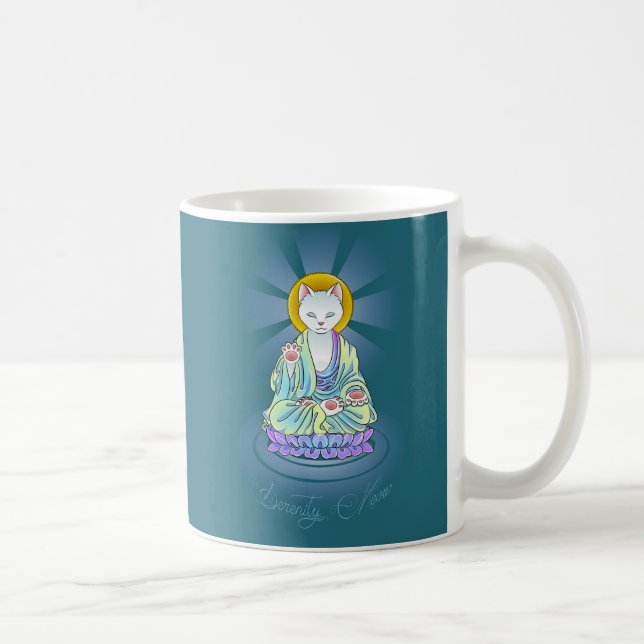 Serenity Meow Buddhist Cat Mug (Right)