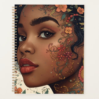 Serenity Noir Floral Afrocentric Notepad Planner