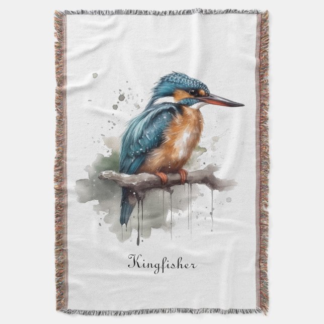 Serenity of the Kingfisher Throw Blanket (Front Vertical)