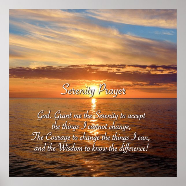 Serenity Payer - Ocean Sunset. Poster (Front)