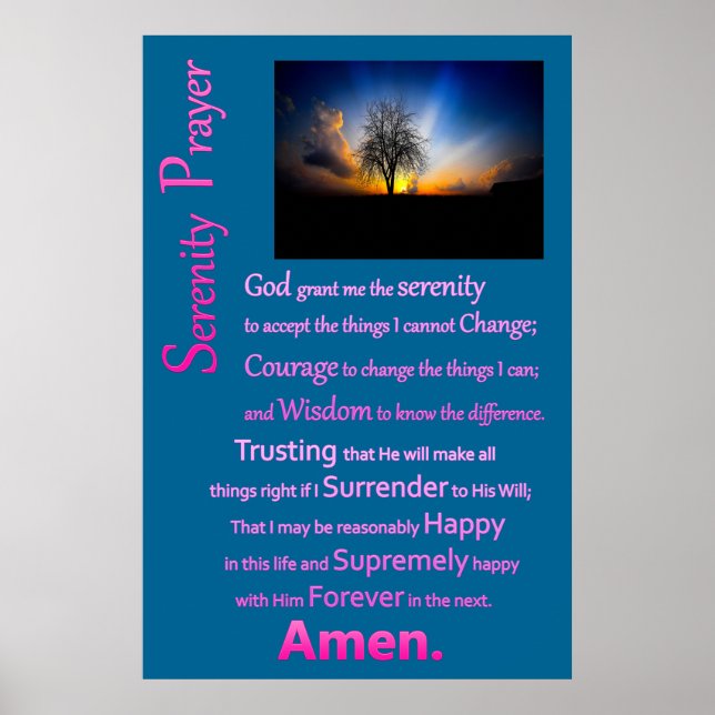 Serenity Prayer Alone Tree Poster (Front)
