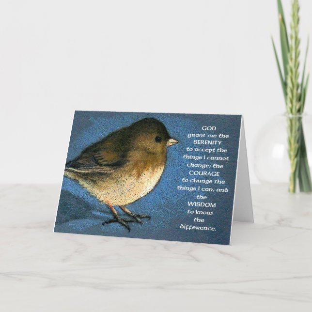 SERENITY PRAYER AND JUNCO ARTWORK CARD (Front)