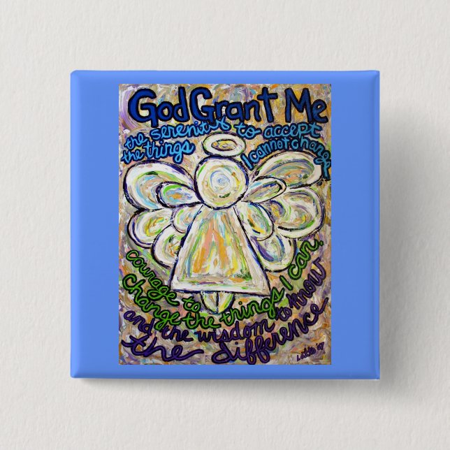 Serenity Prayer Angel Art Painting Pin (Front)