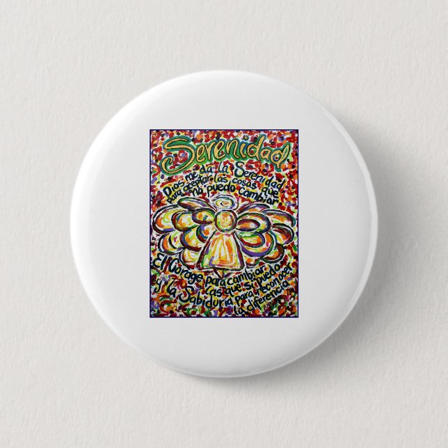 Serenity Prayer Angel (Spanish Text) 2 Inch Round Button (Front)