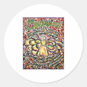 Serenity Prayer Angel (Spanish Text) Classic Round Sticker
