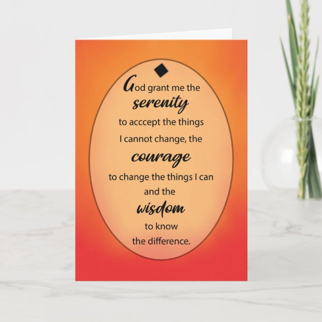 Serenity Prayer Birthday 12 Step Recovery Golden  Card (Front)