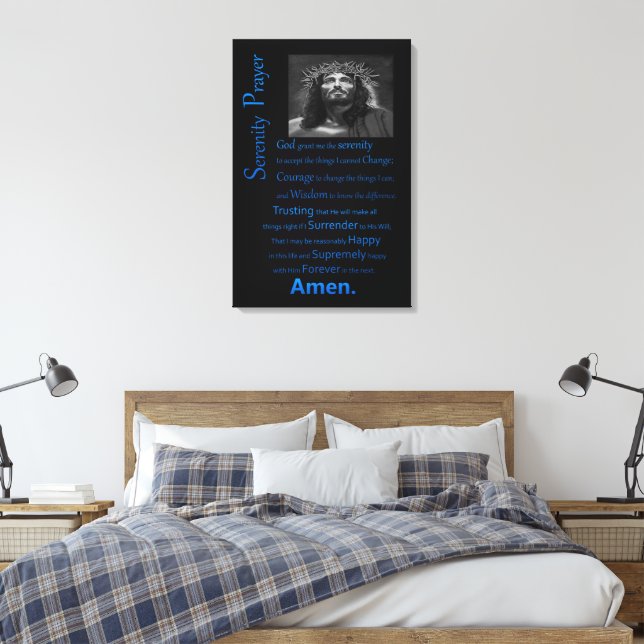 Serenity Prayer Blue Canvas Print (Insitu(Bedroom))