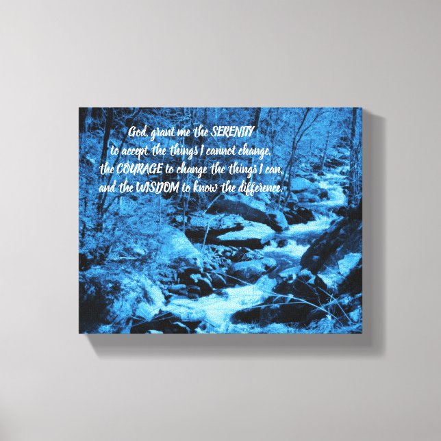 Serenity Prayer Blue Flowing Brook Inspirational   Canvas Print (Front)
