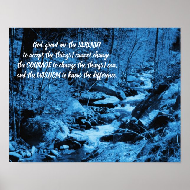 Serenity Prayer Blue Flowing Brook Inspirational  Poster (Front)
