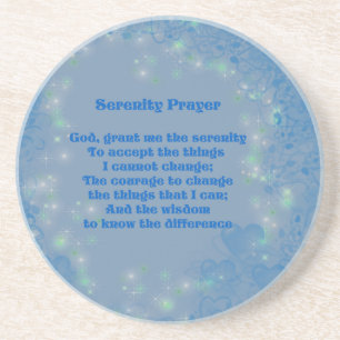 Serenity Prayer Blue Hearts Inspirational Coaster
