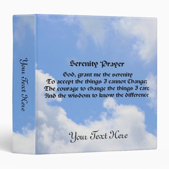 Serenity Prayer Blue Sky Clouds Nature Binder (Front/Spine)
