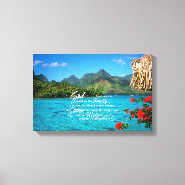 Serenity Prayer & Bora Bora Canvas Print (Front)