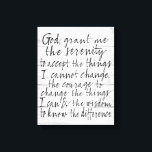 Serenity Prayer - Bounce Calligraphy Script Modern Canvas Print<br><div class="desc">A rustic,  yet urban look for a study that can change your life.</div>
