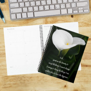 Serenity Prayer Calla Lily Floral Planner