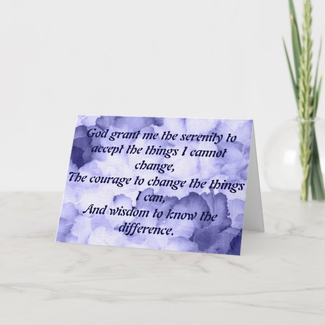 Serenity Prayer Card for AA NA recovery (Front)