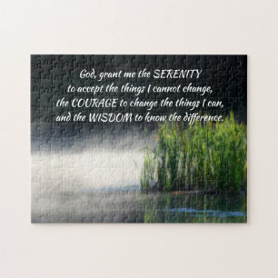Serenity Prayer Cattails In Mist Inspirational    Jigsaw Puzzle
