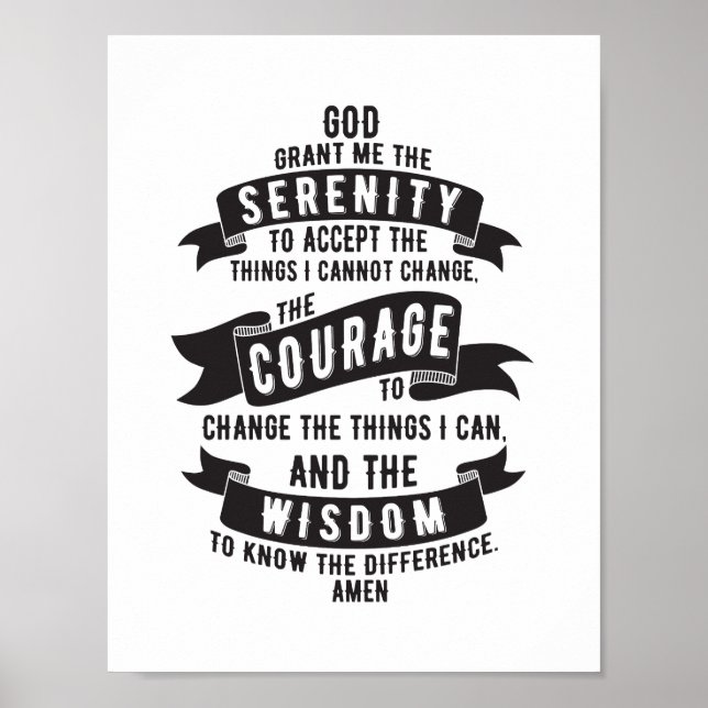 Serenity Prayer - Choose Your Background Colour Poster (Front)