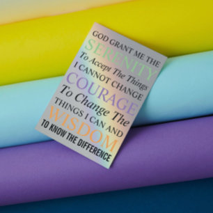 Serenity Prayer Colourful Rainbow Blank Thank You Card