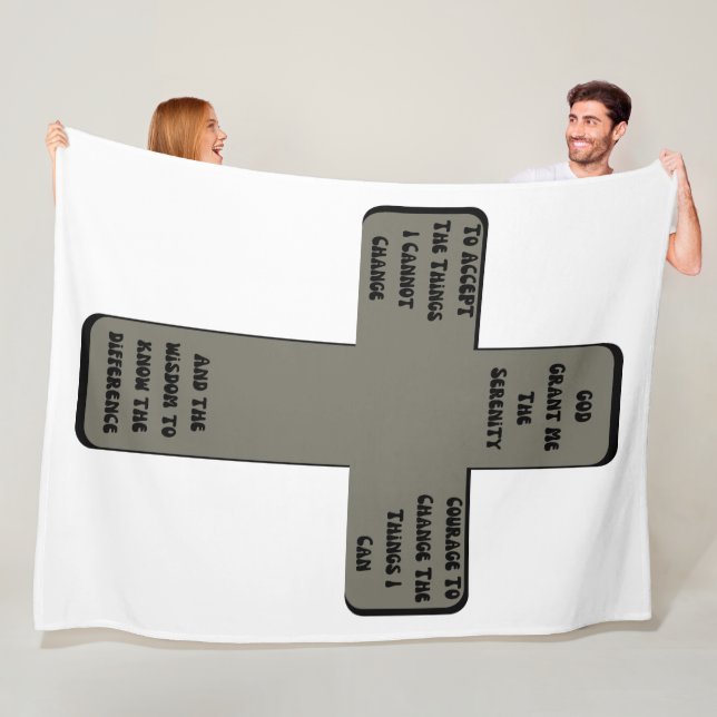 Serenity Prayer Cross Quote Fleece Blanket (In Situ)