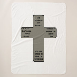 Serenity Prayer Cross Quote Sherpa Blanket