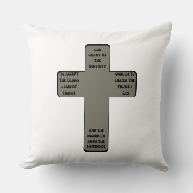 Serenity Prayer Cross Quote Throw Pillow (Front)