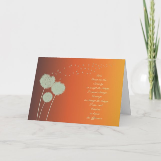 Serenity Prayer dandelions card (Front)