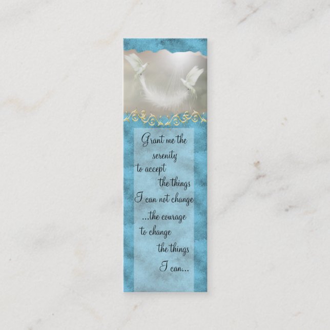 Serenity Prayer Doves Buiness Card ~ turquoise (Front)