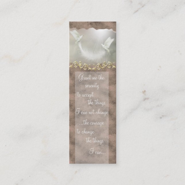 Serenity Prayer Doves Business Card ~ beige (Front)