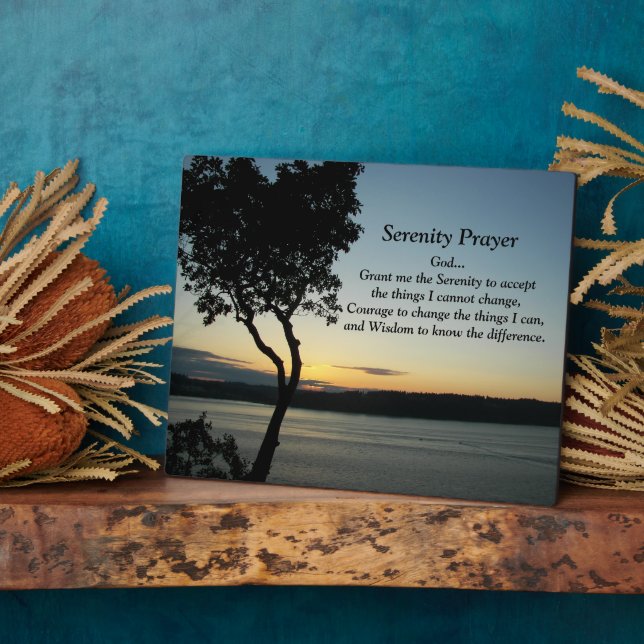 Serenity Prayer Evening Sunset Photo Plaque (Side)