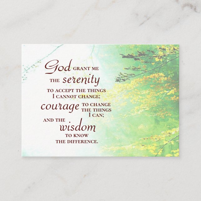Serenity Prayer, Forest Business Card (Front)