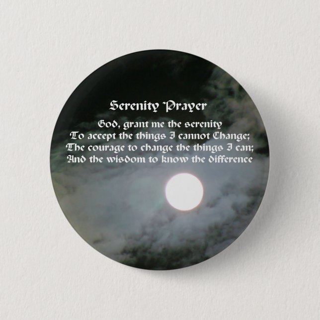 Serenity Prayer Full Moon Inspirational 2 Inch Round Button (Front)