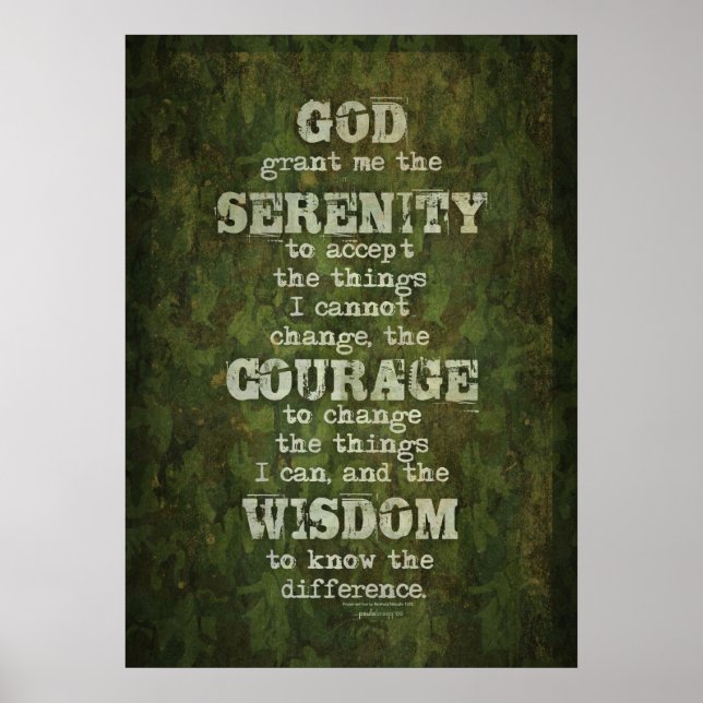 Serenity Prayer: Grunge, Camouflage, Recovery Poster (Front)