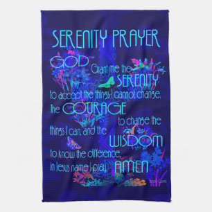 Serenity Prayer in Blue Kitchen Towel