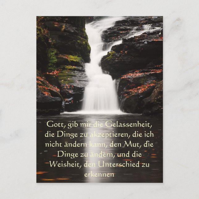 Serenity Prayer in German, Waterfall Postcard (Front)