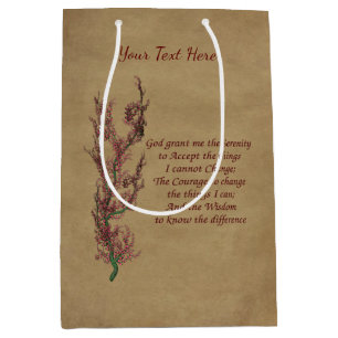 Serenity Prayer Inspirational Floral Personalized Medium Gift Bag