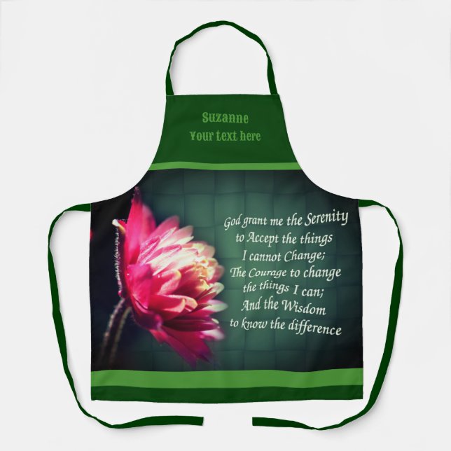 Serenity Prayer Inspirational Flower Personalized Apron (Front)