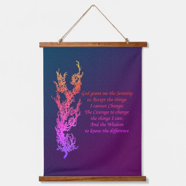 Serenity Prayer Inspirational Prayer Black Hanging Tapestry (Front)