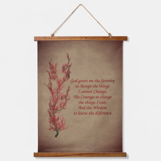 Serenity Prayer Inspirational Prayer Floral Hanging Tapestry (Front)