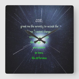 Serenity Prayer Inspiring Vintage Christian Art Square Wall Clock