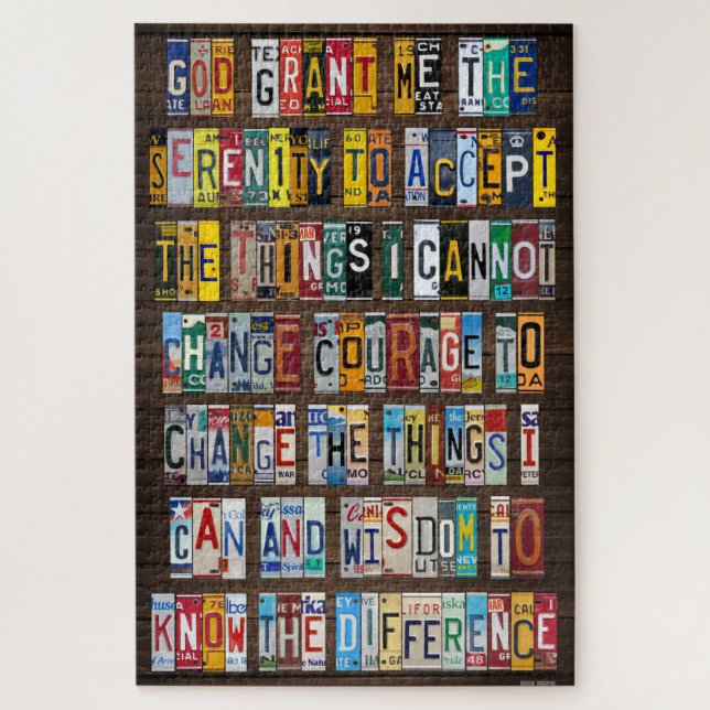 Serenity Prayer License Plate Art Design Turnpike Jigsaw Puzzle (Vertical)