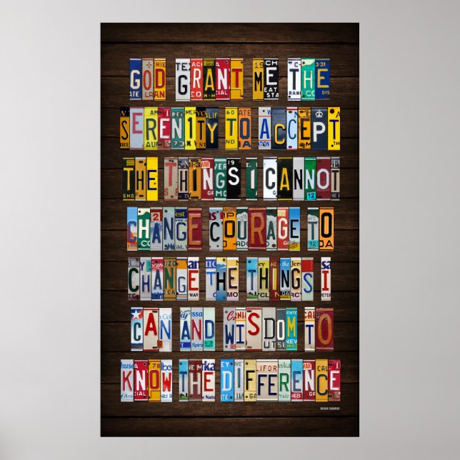 Serenity Prayer License Plate Art Poster (Front)