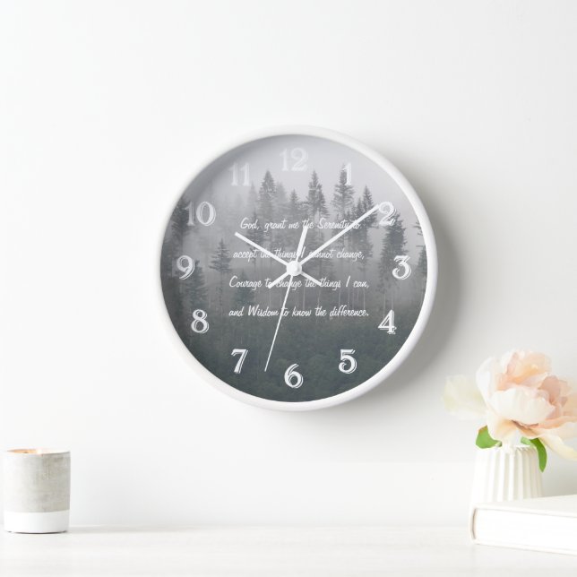 Serenity Prayer Misty Forest Clock (Home)