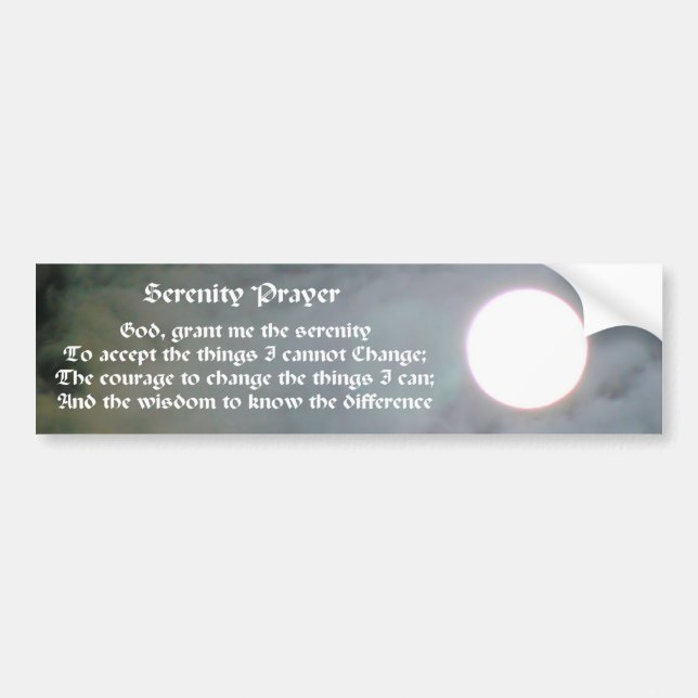 Serenity Prayer Moon Inspirational Bumper Sticker (Front)
