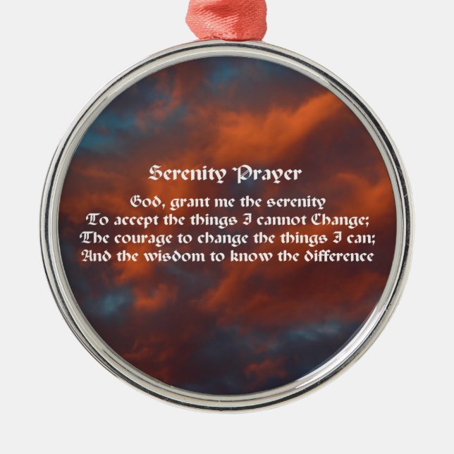 Serenity Prayer Morning Sky Inspirational  Metal Ornament (Front)