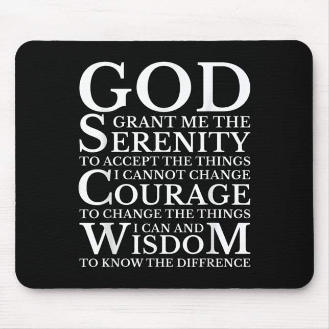Serenity Prayer Na Aa Sober Recovery  Mouse Pad (Front)