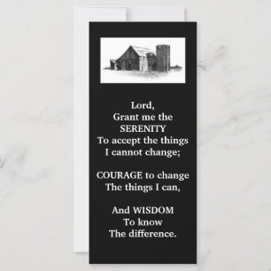 SERENITY PRAYER:OLD BARN:PENCIL ART:RACK CARD