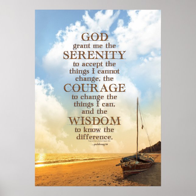 Serenity Prayer: Old Sailboat on Beach, Recovery Poster (Front)