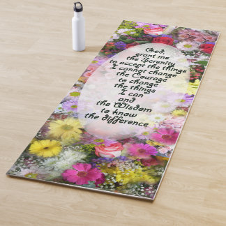 Serenity Prayer on Floral Bouquet Yoga Mat