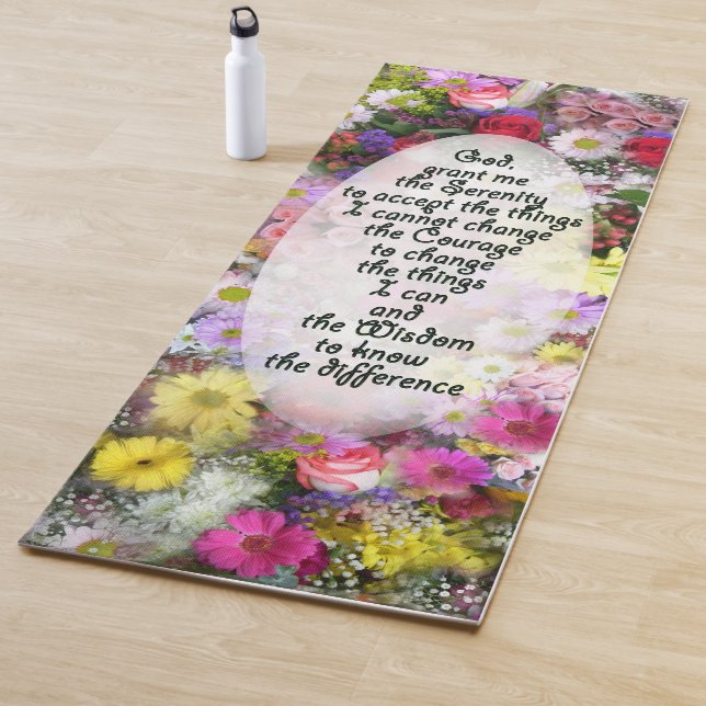 Serenity Prayer on Floral Bouquet Yoga Mat (In Situ)