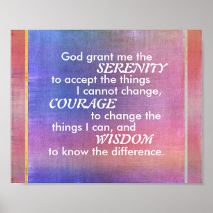 Serenity prayer on watercolor purple and blue   poster